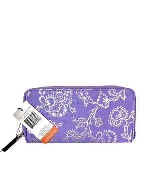 NWT Vera Bradley Faux Leather Continental Zip-Around Wallet Purple Floral